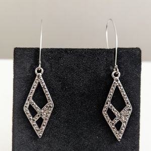 Kenneth Cole Marcasite? Diamond-Shaped Dangle Earrings w/ Kidney Ear Wire SIGNED